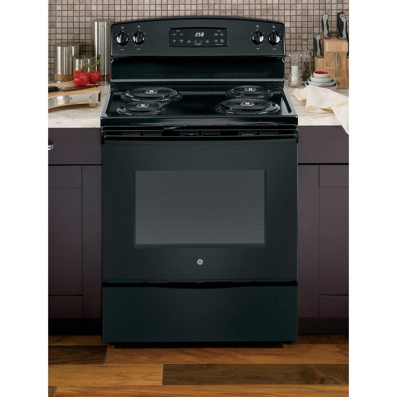 GE 30-inch Freestanding Electric Range with Self-Clean Oven JB258DMBB